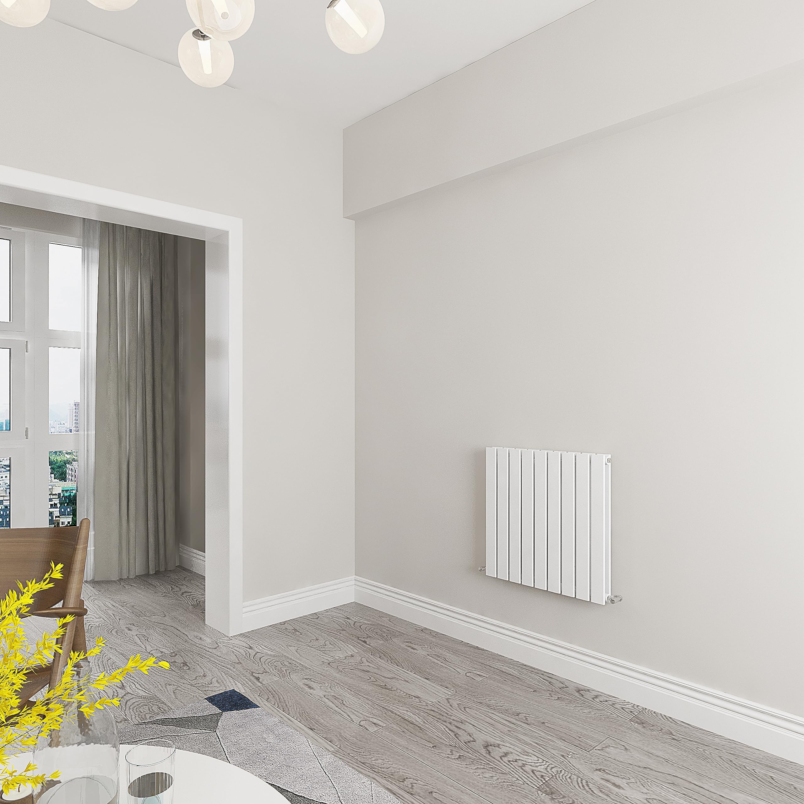 Skybathroom | 600x612mm Horizontal White Flat Double Panel Small Central Heating Radiator
