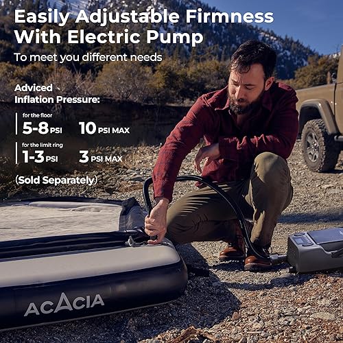 Miniatura 4 de ACACIA Space Air Floor XL, colchón inflable de 4 capas de 6 pulgadas de grosor con alfombra extraíble y bolsa de transporte, base impermeable a