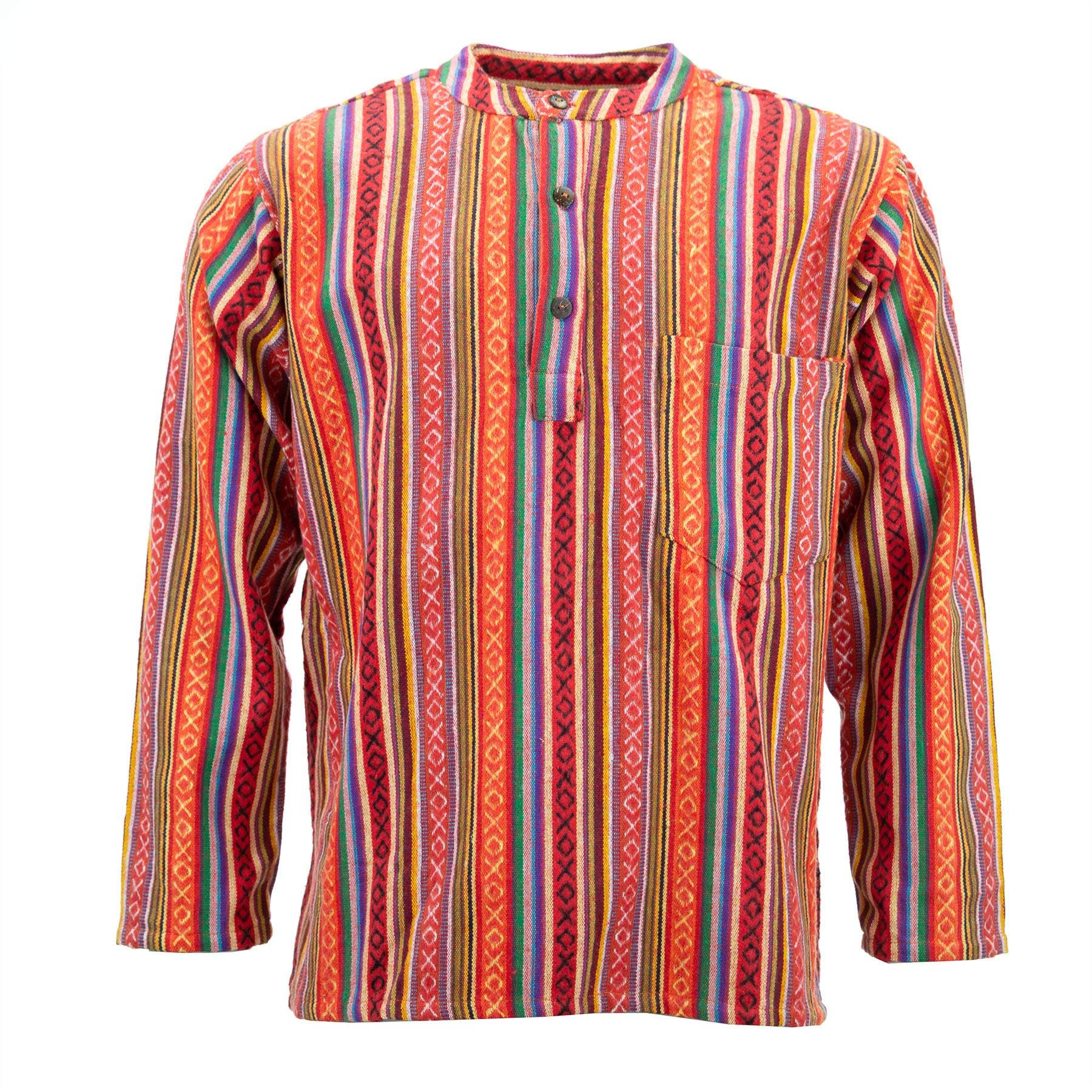 Loudelephant Blood Orange Brushed Cotton Grandad Shirt - (Large)