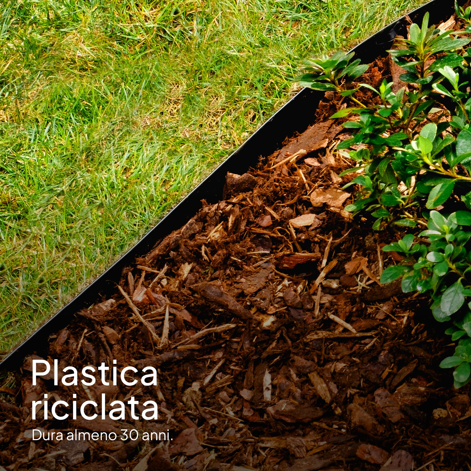 UNIGARDIA Bordura per Giardino 20 m, Altezza 20 cm - Bordo Flessibile in Plastica per Prato - Uso Semplice, Lunga Durata (almeno 30 anni), Massima Flessibilità - Bordatura per Aiuola