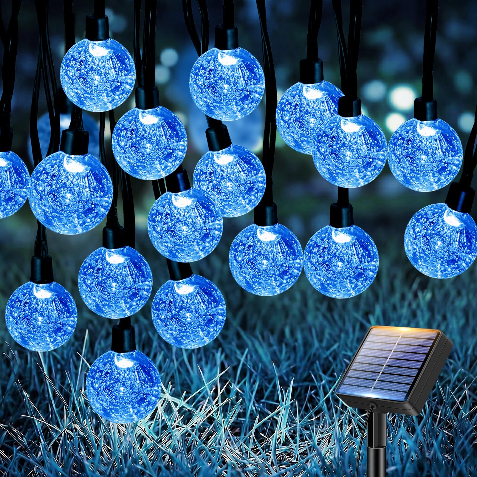 btfarm 10M Guirnaldas Luces Exterior Solar, 30LED Luces Solares Led Exterior Jardin, 8 Modos Impermeable Cadena de Guirnalda Solar Cristal, Terraza, Patio, Fiesta, Navidad, Blanco Cálido — view 13