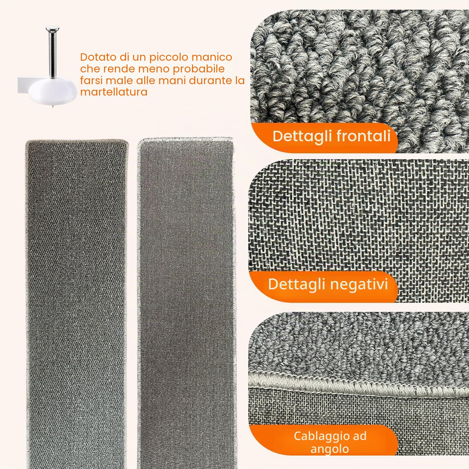 Rainmae Tappetino Tiragraffi per Gatti, 180 x 40 cm Ispessito Extra Large Tappetino Tiragraffi da Parete, Cuscinetto Tiragraffi per Gatti in Sisal Anti Graffio Tiragraffi da Parete Tappeto Rampicante