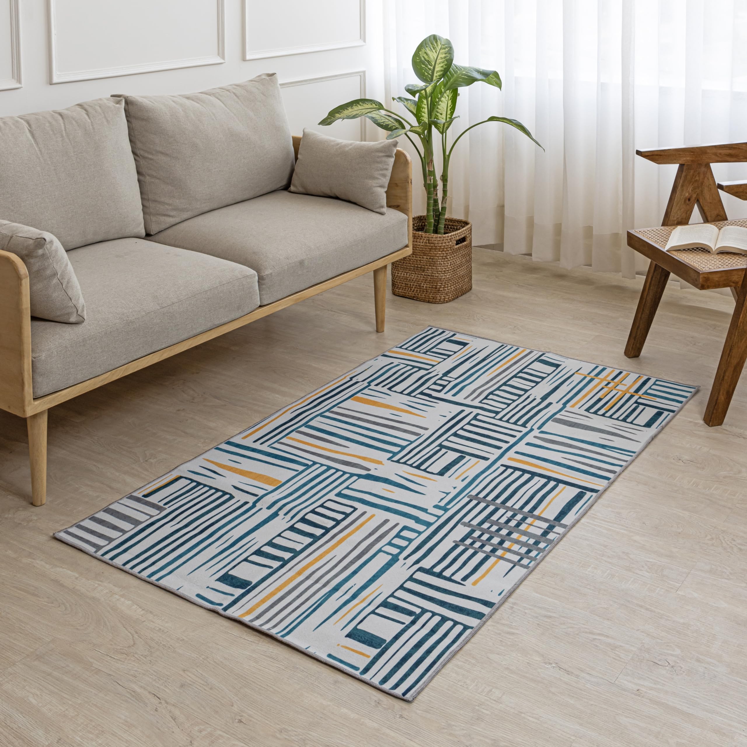 HOMEMONDE Stripes Printed Floor Mat - Non-Slip Backing Rugs for Living Room 3x5 Feet, Bohemian Soft Area Rug - (36 x 60 Inch, Multicolor) (B0D1TY6QPL) Amazon Price History, Amazon Price Tracker