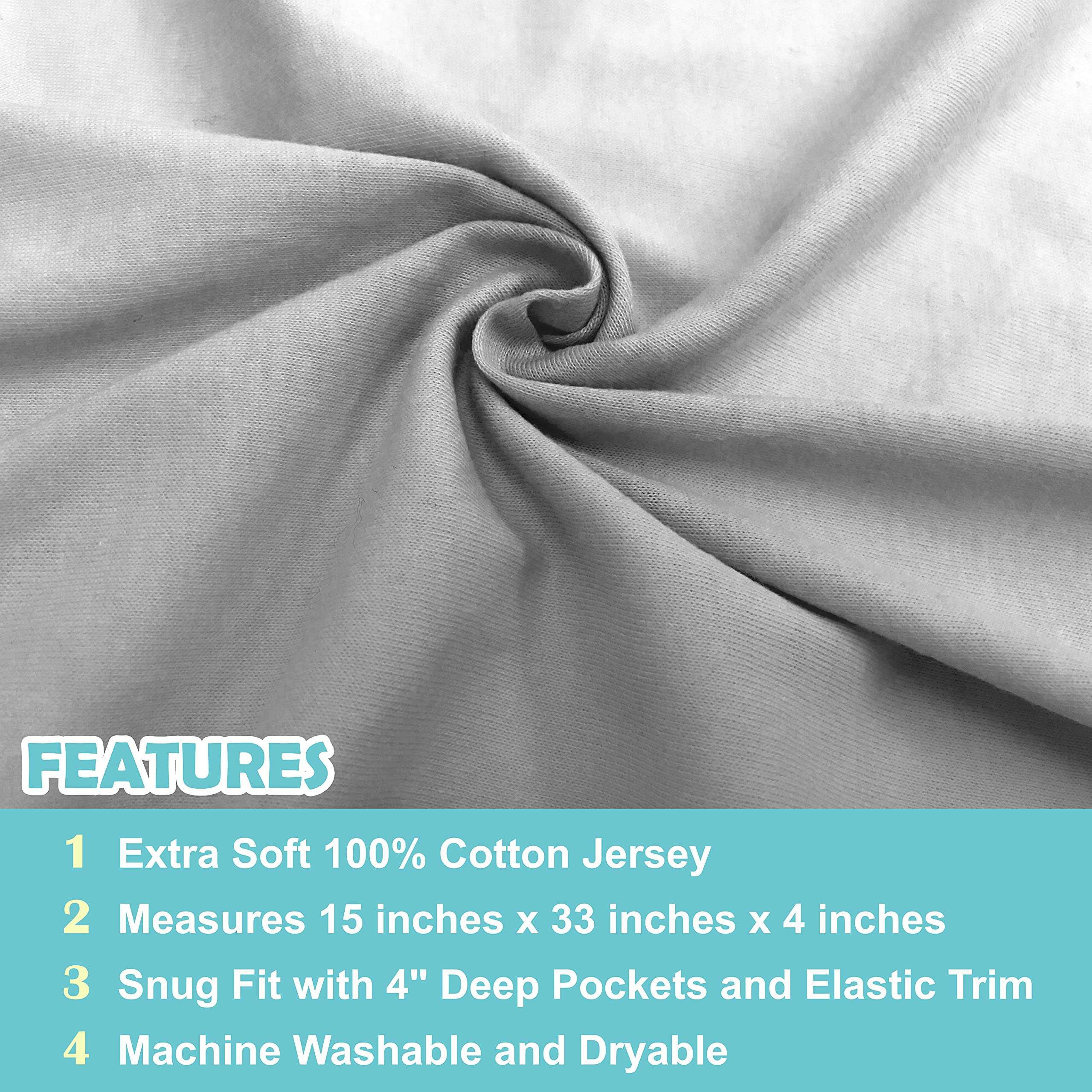 American Baby Company 2 Pack 100% Natural Cotton Value Jersey Knit Fitted Bassinet Sheet, Grau, Soft Breathable, for Boys and Girls