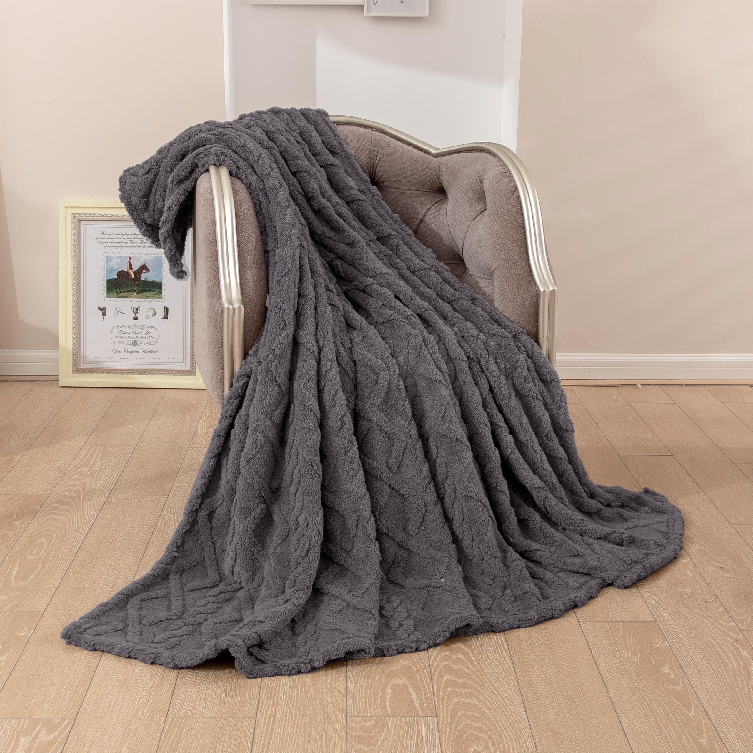 TIANSHU Manta para Cama Delgada, Suave Mantas para Sofa Confortable Manta Polar Microfibra Esponjosa Mullido Ligero Anti-Pilling Adecuado para Todas Las Estaciones(150x200,Gris Oscuro)