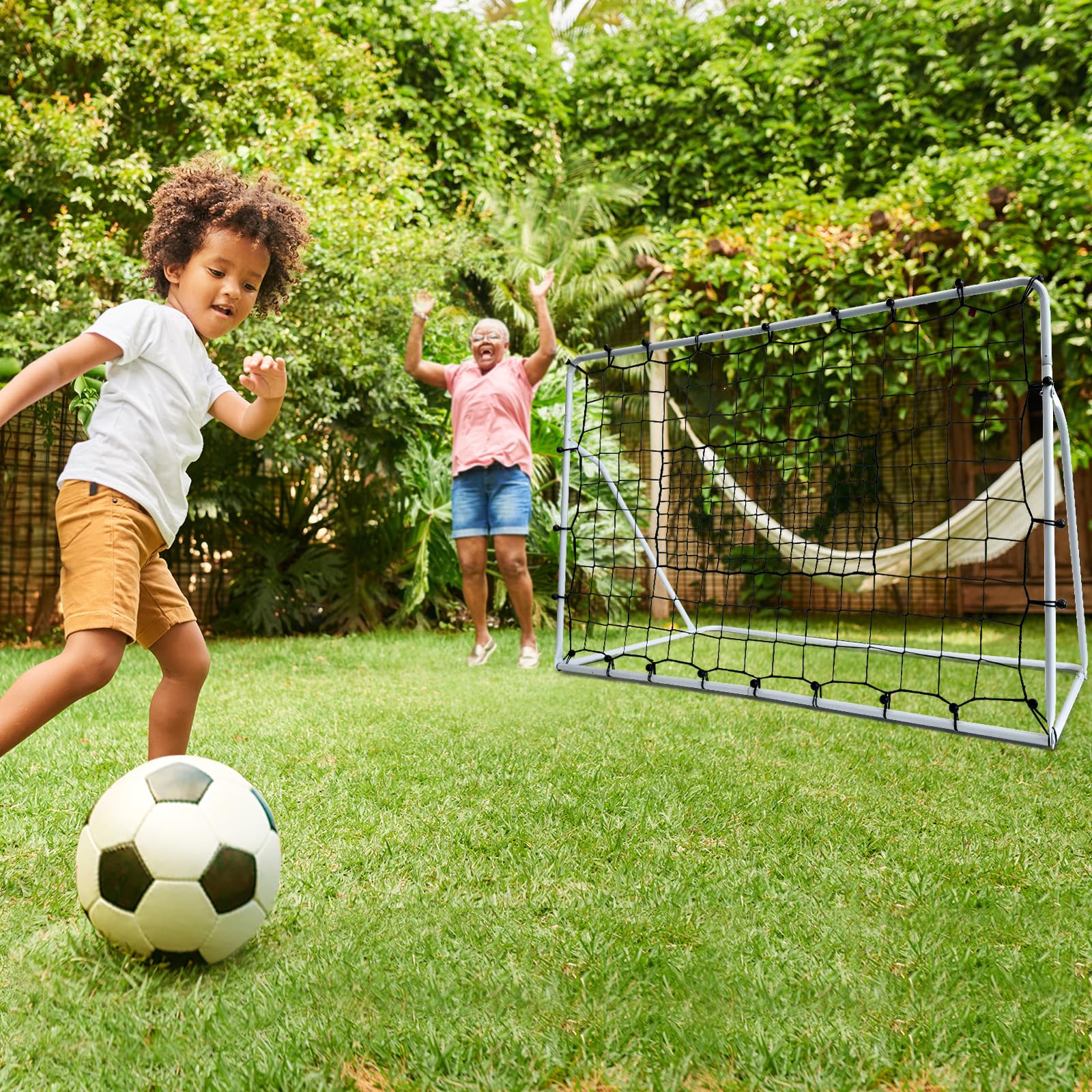Rete da Rimbalzo per Calcio, Rete da Rimbalzo per Calcio in Acciaio, Rete di Rimbalzo per Allenamento di Calcio in Giardino e Allenamento di Calcio 6'x4' e 12'x6'