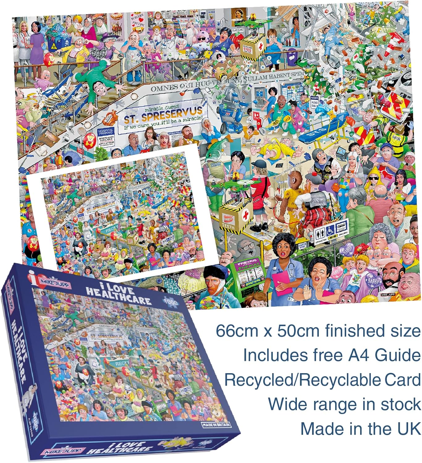 I Love Healthcare – A Hilariously Chaotic 1000 Piece Jigsaw Puzzle by Mike Jupp for Adults Size 19.7 x 26 Inch