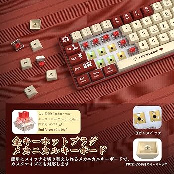 Amazon | MAMBASNAKE×AJAZZ AK680 有線ゲーミングキーボード 赤