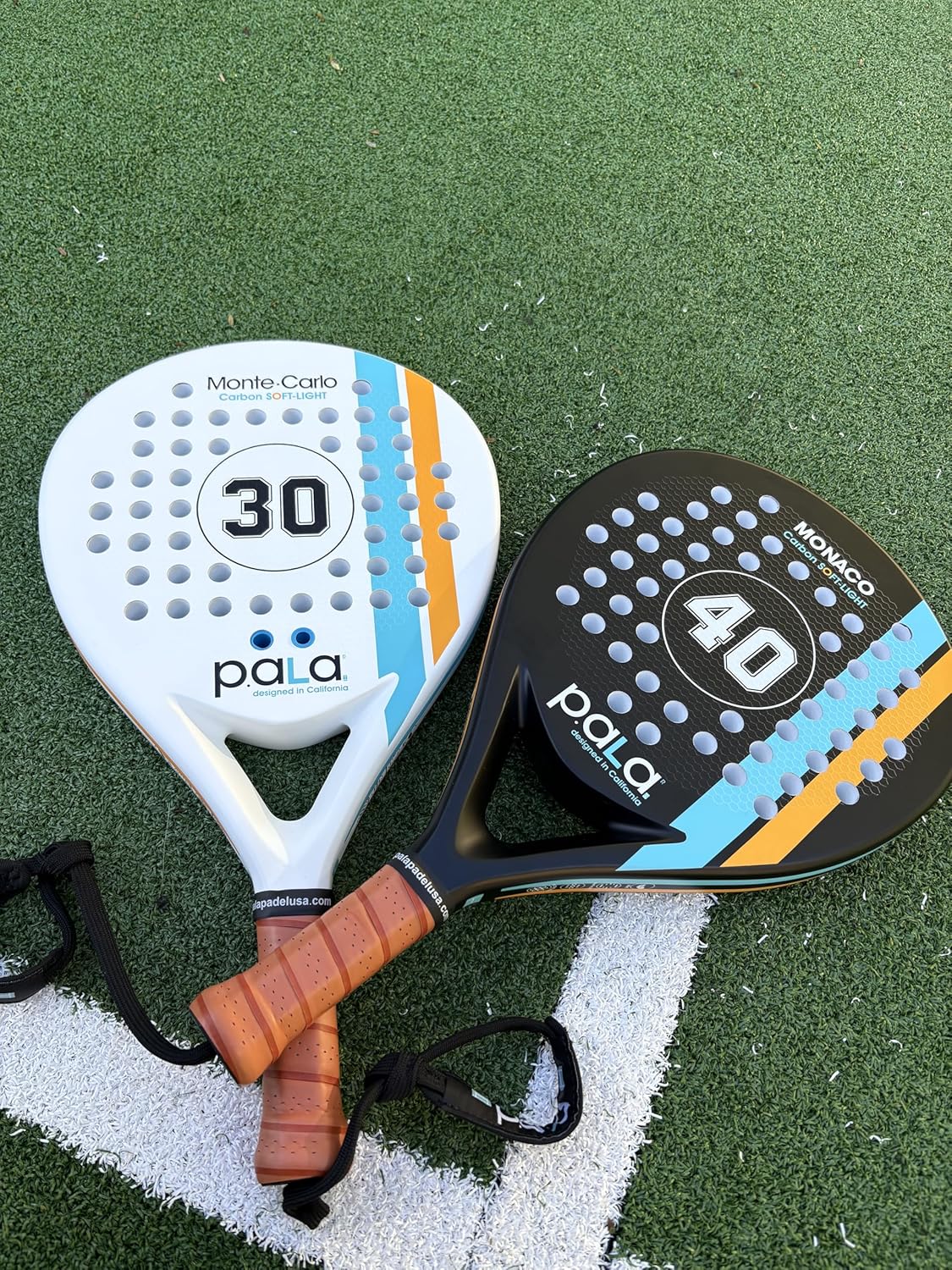 Set 2 Padel Rackets 1 Montecarlo & 1 Monaco Carbon Soft Mint