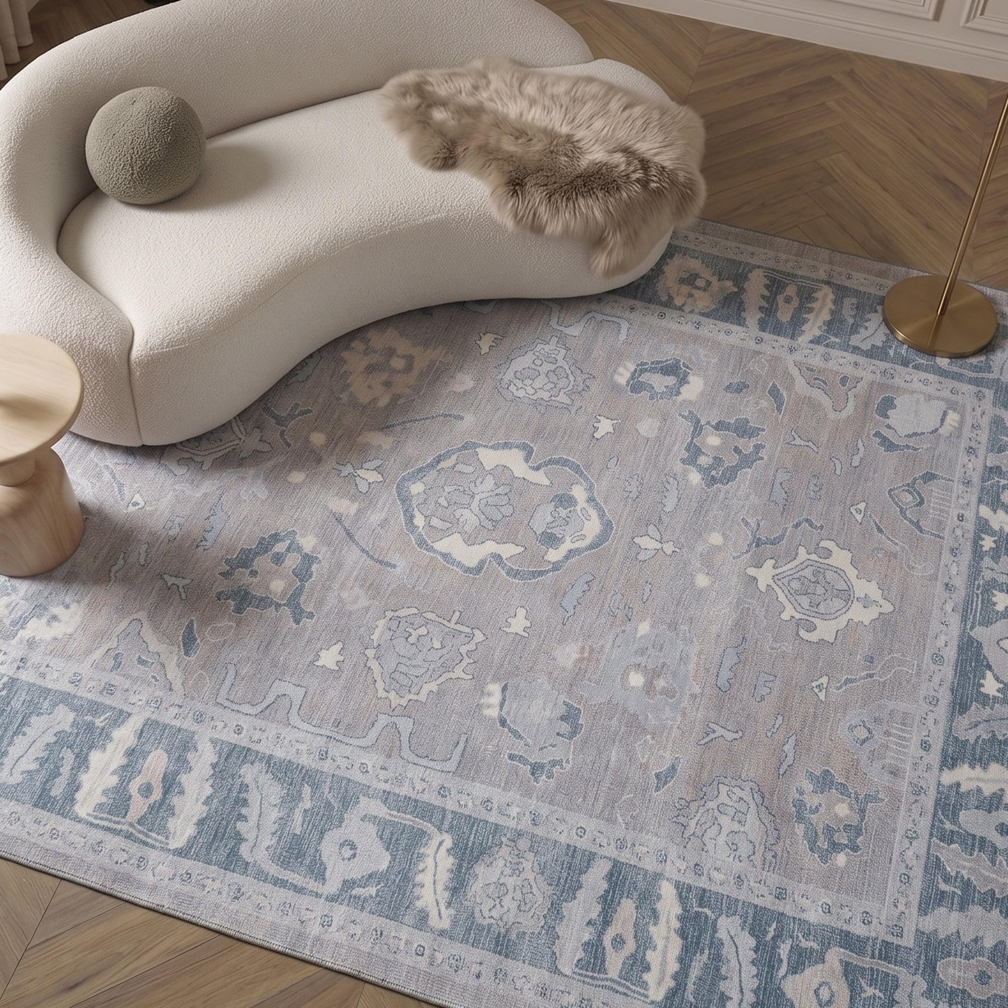 Fame Rugs Gray Modern Oushak Rug 10x13, Vintage Turkish Colorful Oriental Washable Antique Inspired Oversize Area Rugs, Luxury Living Room Bedroom (389GBB, 10' x 13')