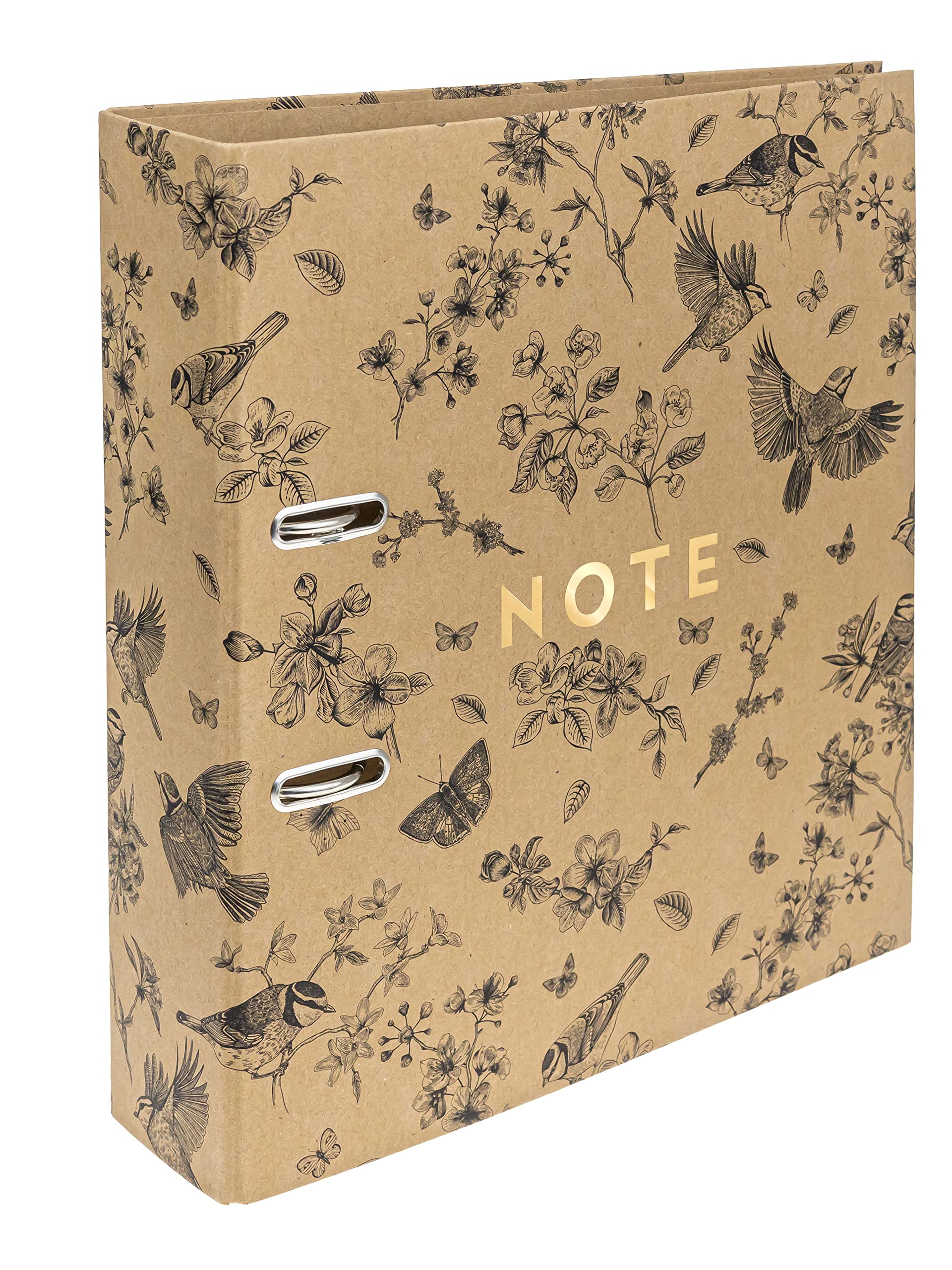 Interdruk Lever Arch File A4 75 mm - Natural Brown Kraft - Birds