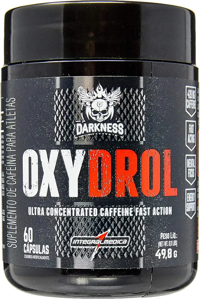 DARKNESS Termogênico Oxydrol Ultra Concentrado Sabor Neutro - 400 mg de Cafeína por Dose - Rápida Absorção - Estimula a Queima de Gordura - 60 Cápsulas