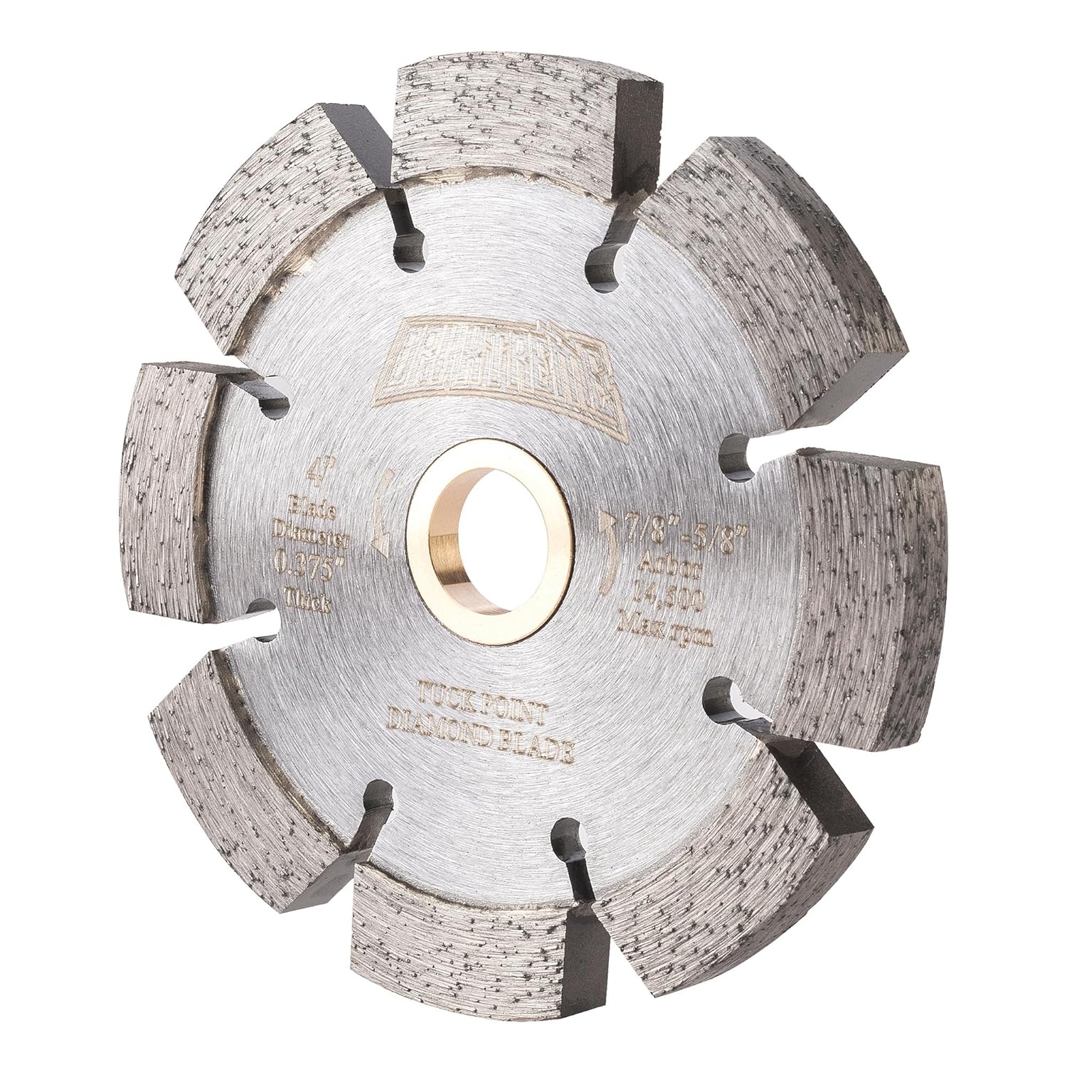 4" Diamond Tuck Point Blade for Mortar Joint Removal,3/8" Segment Width, 7/8"-5/8" Arbor