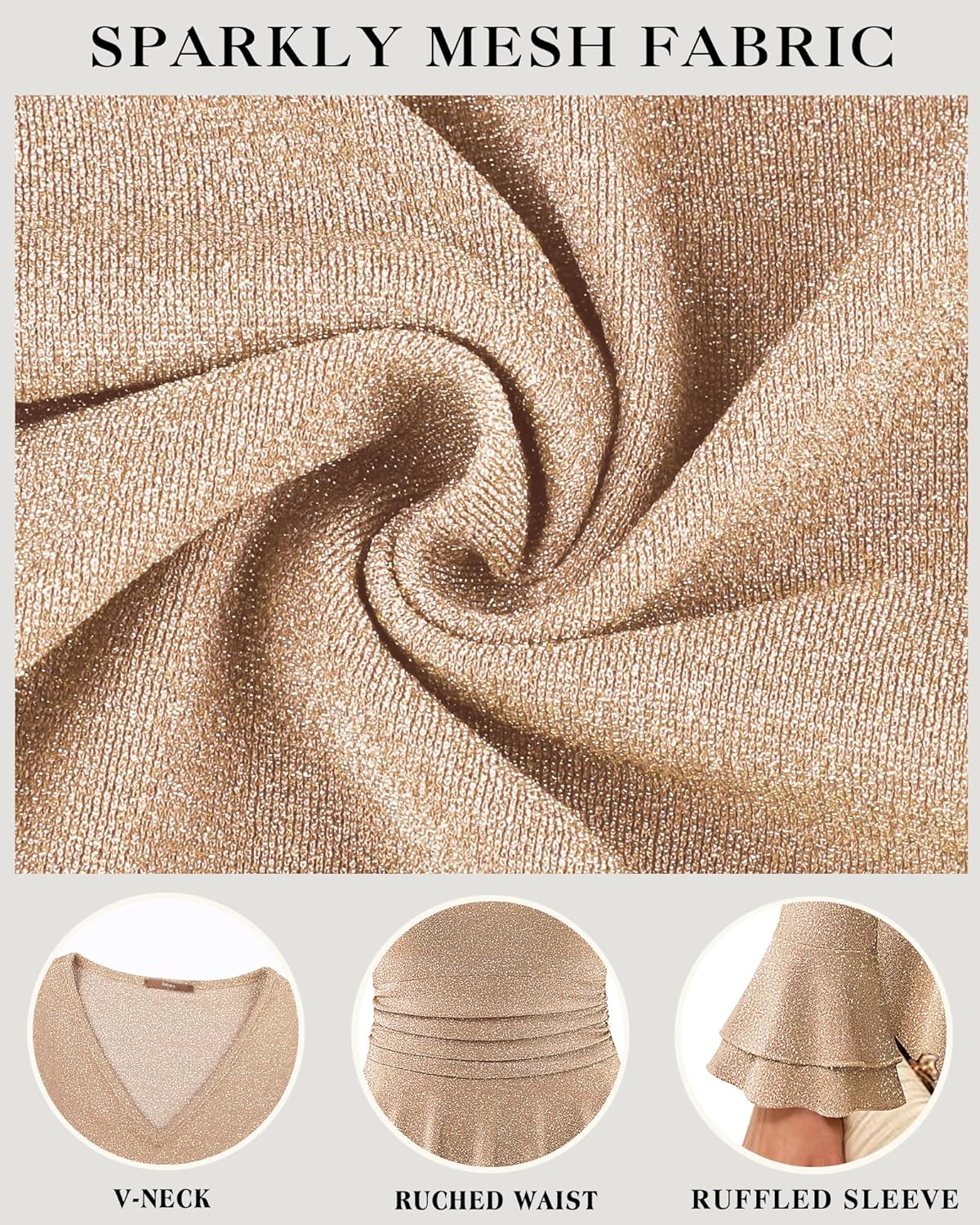 Gaharu Womens Dressy Sparkly Tops Elegant Long Sleeve Sequin Blouse Cocktail Party Evening Tunic Shirt - Image 4