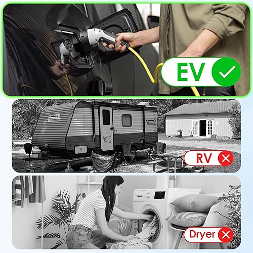 Miniatura 8 de CircleCord Cable adaptador de cargador NEMA 6-50P a 14-50R EV para carga de vehículos eléctricos de nivel 2, diseño doblado de 180 grados con mango