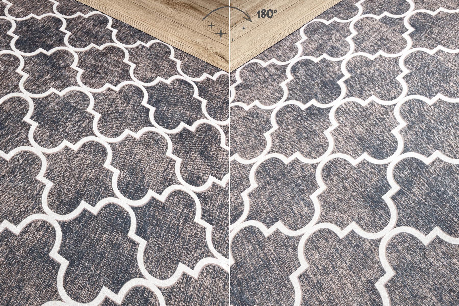 Antypoślizgowy chodnik Lotus Clover 60923 koniczyna, melanżowy brązowy do prania 60 cm 60 x 270 cm brązowy