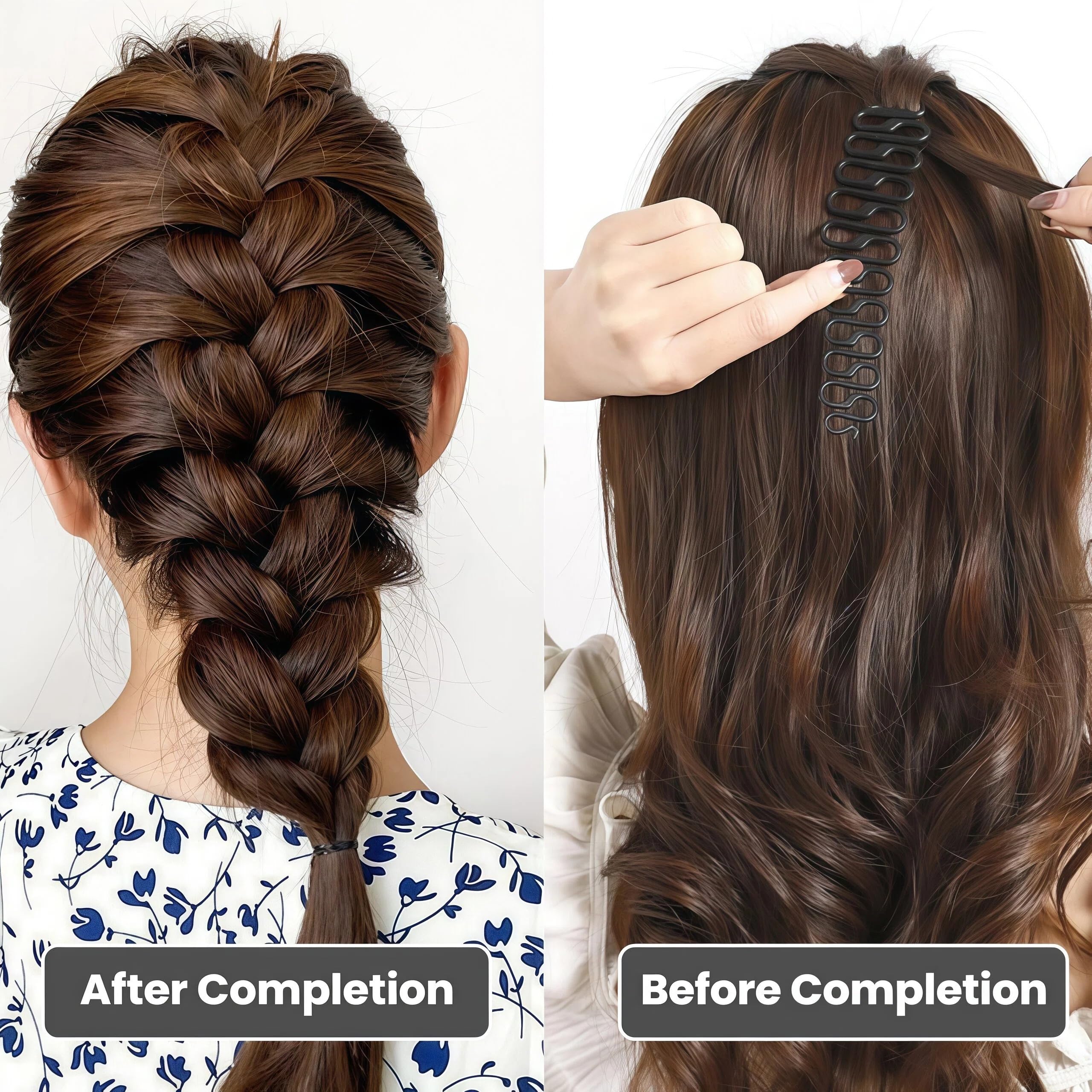 6-teiliges Topsy Haarschwanz-Werkzeug-Set, Haar-Flechtroller, mit Haken, magischer Haar-Twist-Styling-Dutt Hersteller Französischer Tausendfüßler Zöpfe DIY Haarstil Zubehör Schwarz für Frauen Mädchen