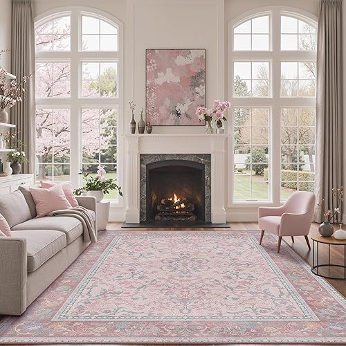 Miniatura 13 de Bavni Alfombra vintage floral de 2 pies 6 pulgadas x 10 pies, antideslizante, alfombra de pasillo y cocina, alfombra ligera lavable para entrada,