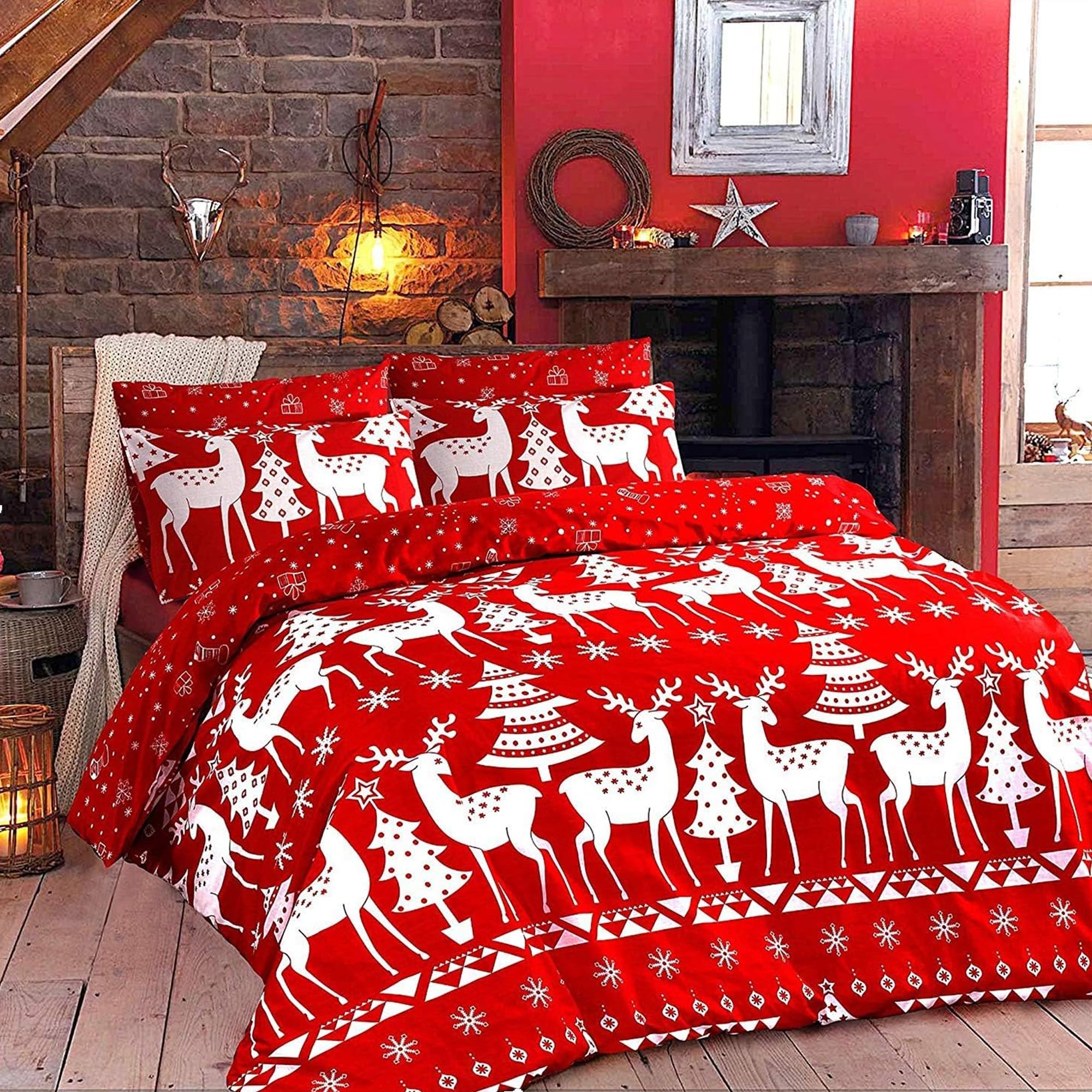 Adam Home Christmas Bedding Duvet Quilt Cover With Pillowcases Home Bedroom Decor Double D...