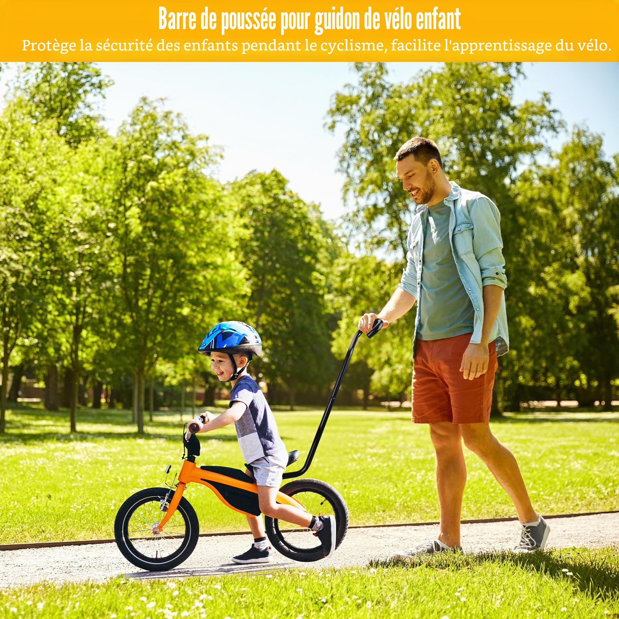 ZUKKA Barre de poussée d'entraînement de vélo pour enfant en alliage d'aluminium