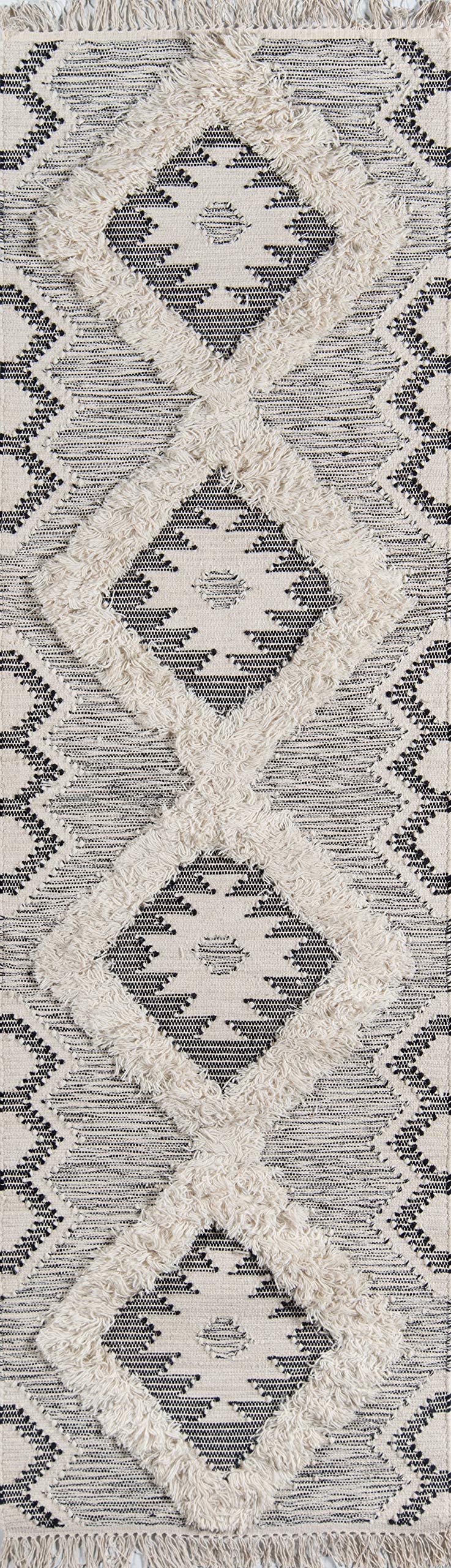 Novogratz by Momeni RugsNovogratz by Momeni Indio 100% Wool Hand Made Contemporary Area Rug, 2'3" X 7'10" Runner, Black
