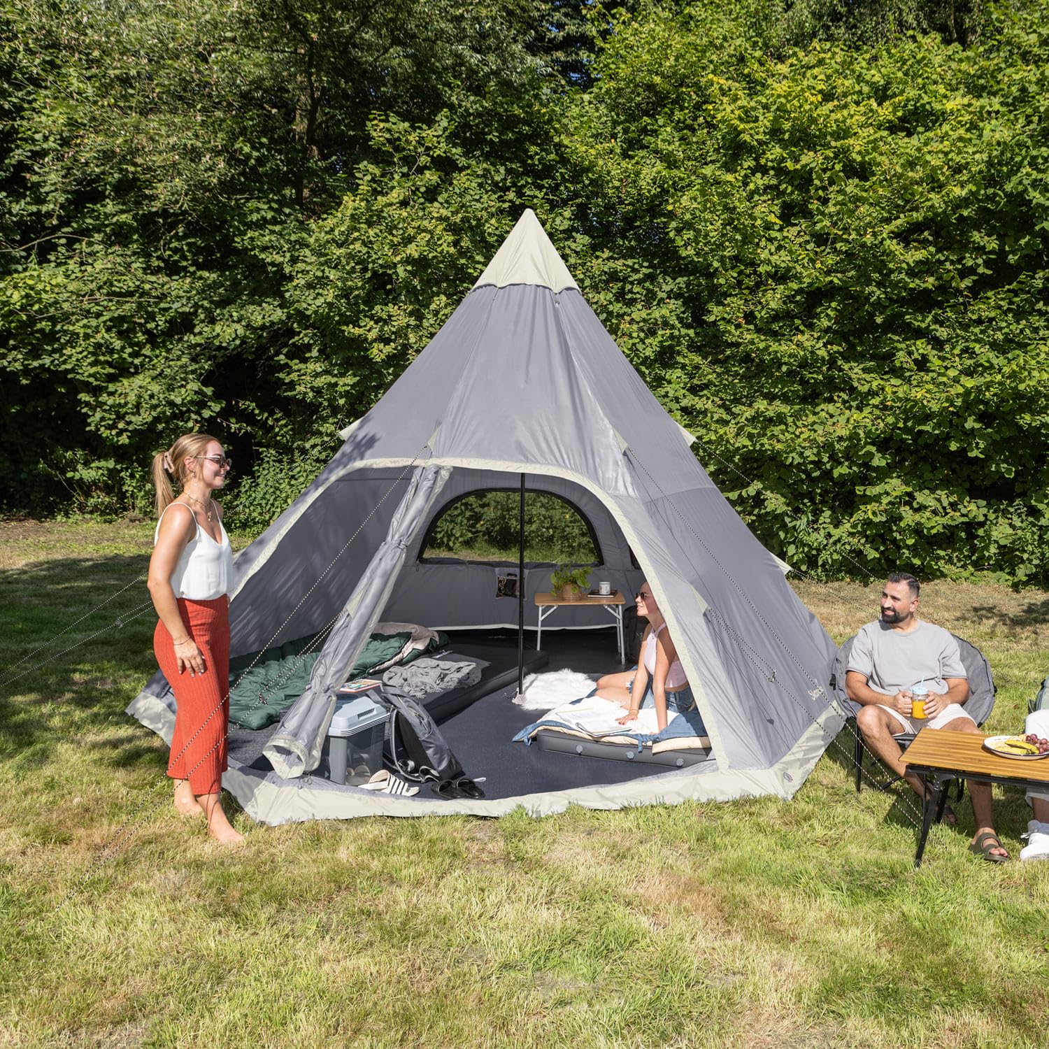 Skandika Tenda da campeggio indiana Tipi Hetta | per 4-6 persone, altezza 2-3 m, pavimento cucito, colonna d'acqua 3000 mm, UV 50+