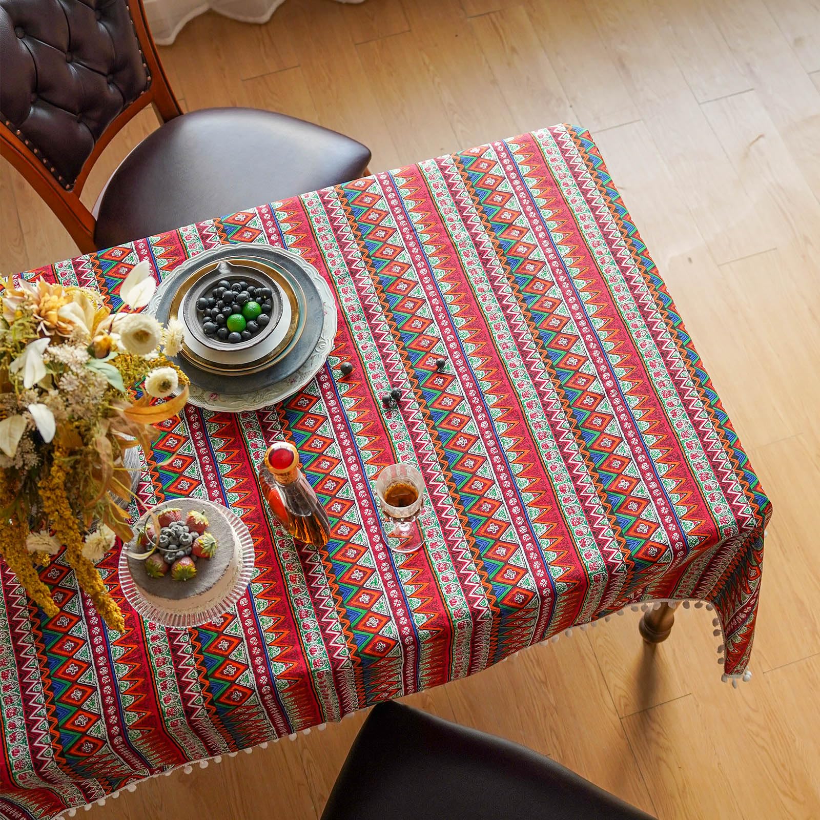 SASTYBALE Jacquard kersttafelkleed, bloempatroon, polyester