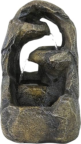 Sunnydaze Cavernous Rock Tiers - Fuente de mesa para interiores - Mini función de agua - Decoración interior para escritorio, dormitorio, oficina,