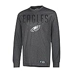 Ultra Game NFL Official Adults Super Soft Game Day Long Sleeve T-Shirt - Unisex, Philadelphia Eagles, Heather Charcoal, Small