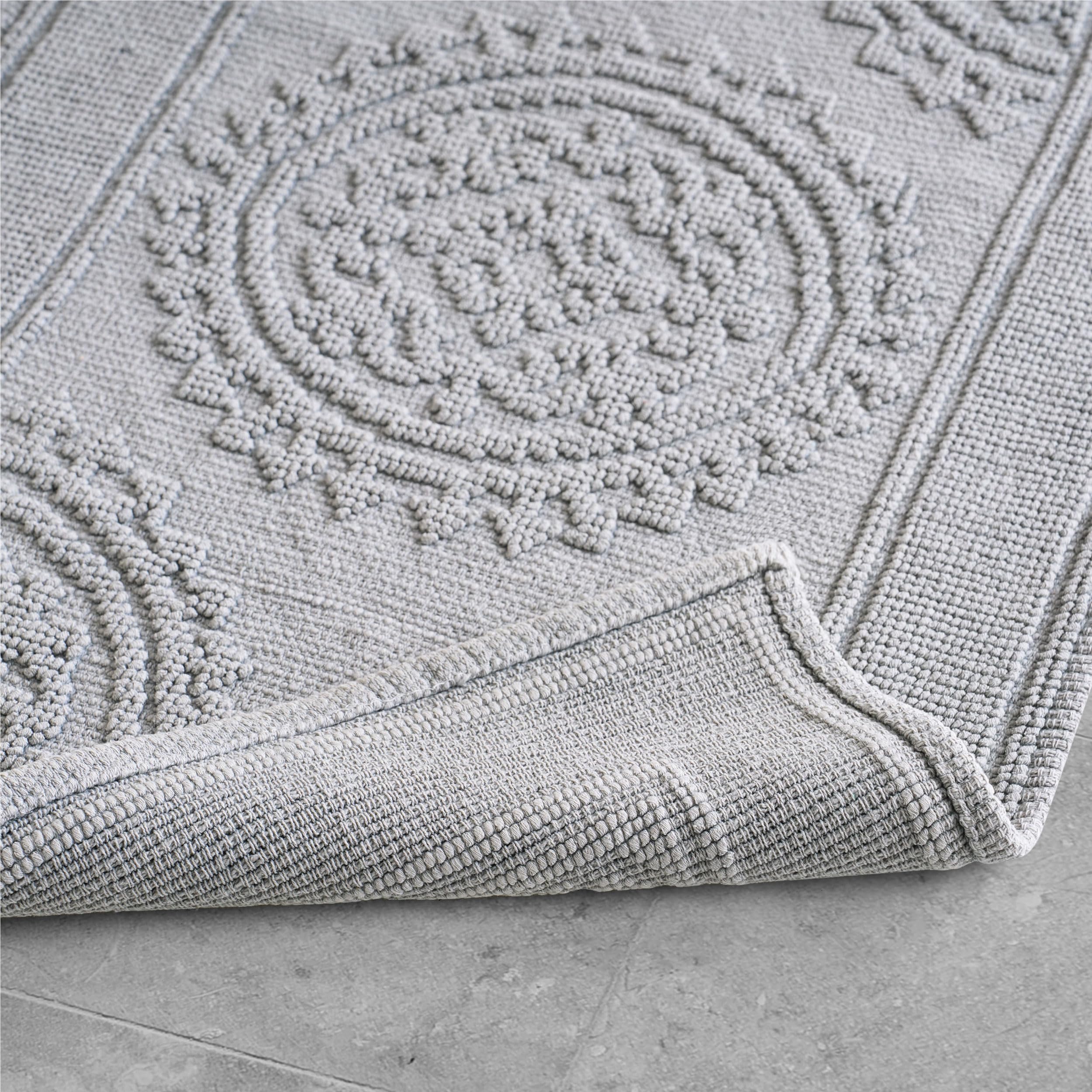 Jean Pierre Alfombra de baño algodón de Nueva York Stonewash medallón, Gris, 17x24/20x32 in. Set