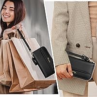 Vista 5 de Travelambo Cartera con borla plegable para mujer, bolso de mano con correa para la muñeca, bolso largo