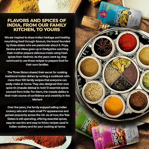 Miniatura 7 de The Three Sisters Especias indias orgánicas juego de 13 piezas sabores naturales auténticos y tradicionales para recetas de libros de cocina