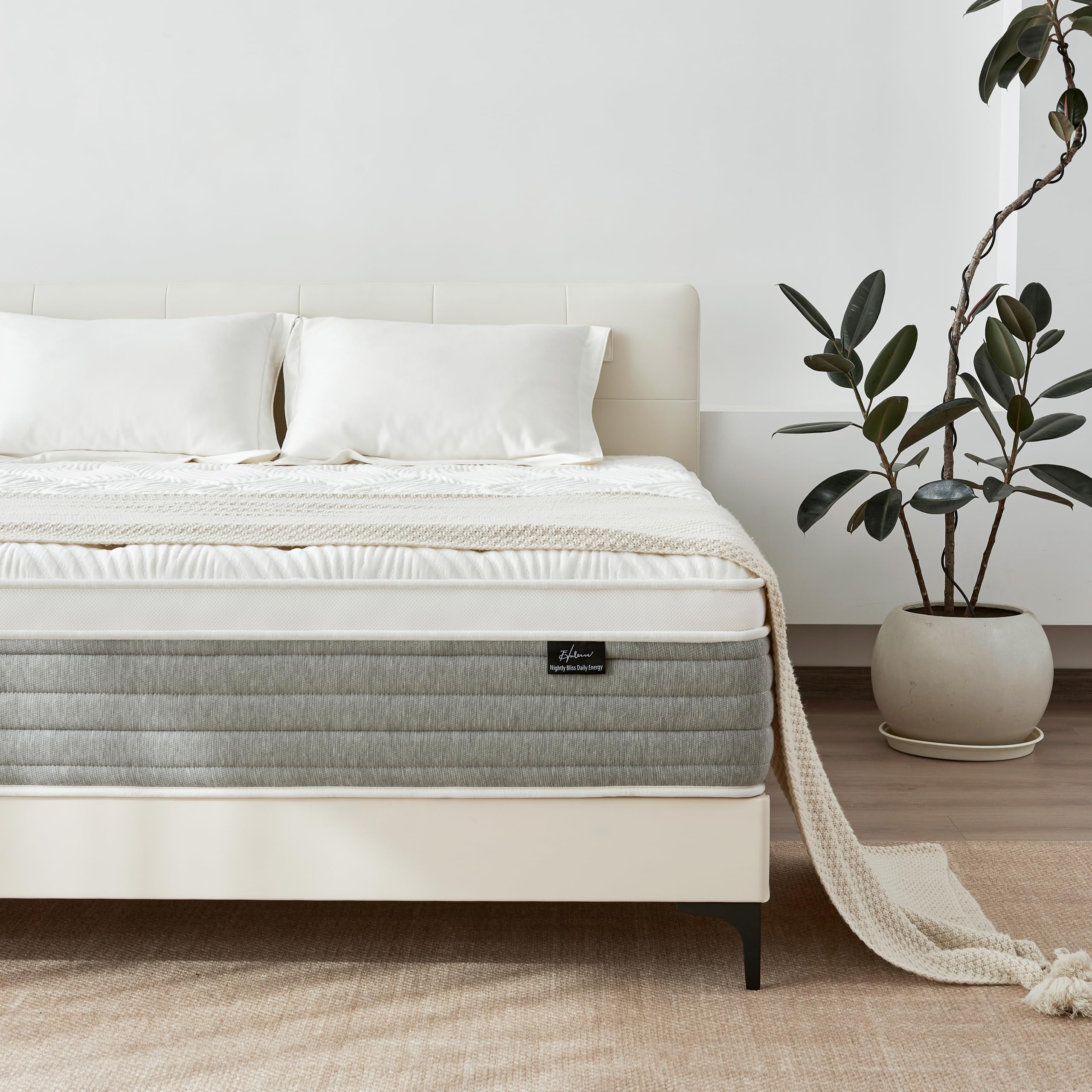 Photo 1 of Fynterra Full Mattress 12 Inch, Medium Firm Full Size Mattress in a Box?Hybrid Mattresses with Gel Foam & Zoned Pocket Springs for Pressure Relief, Motion Isolation | CertiPUR-US Certified