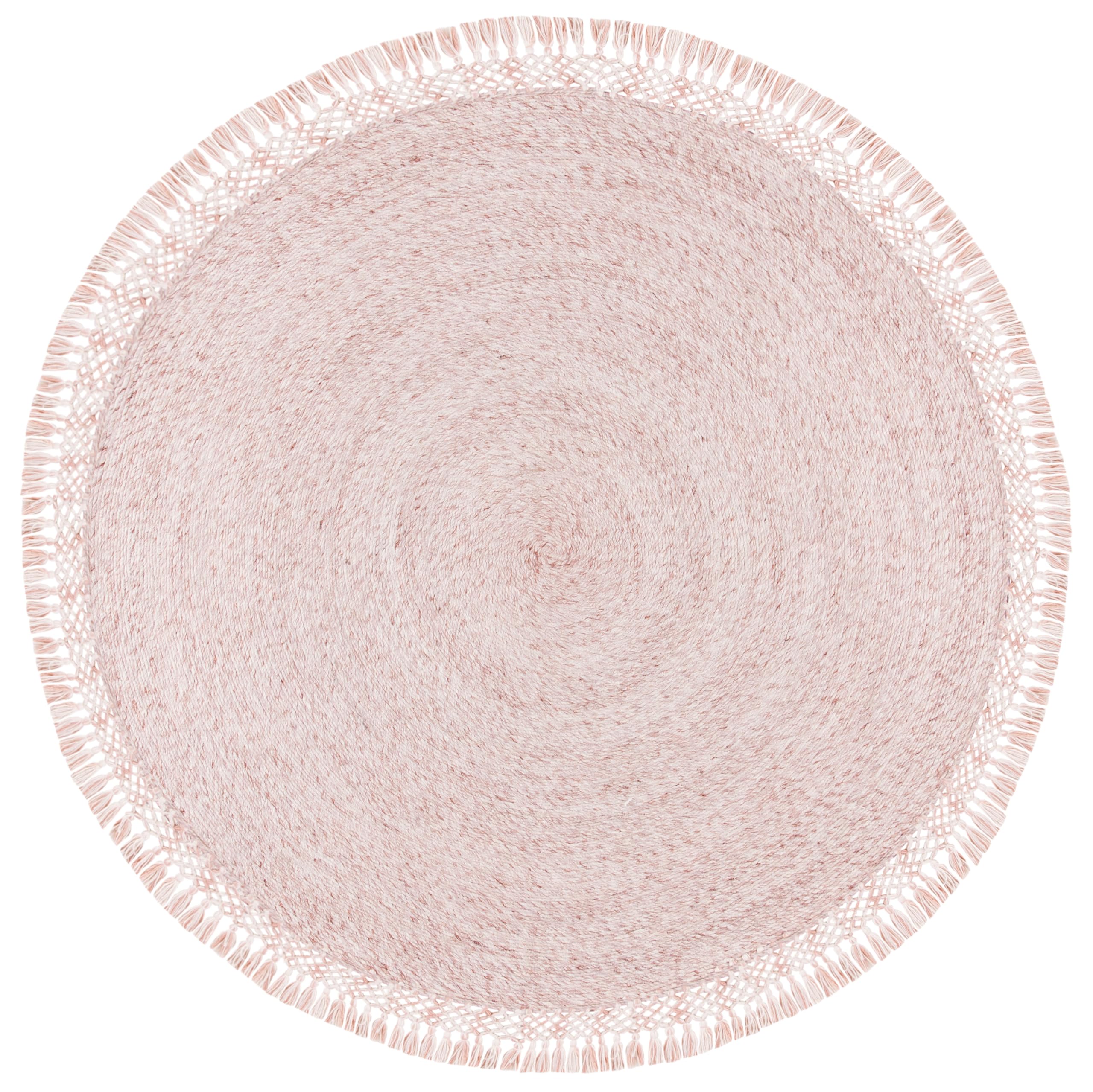 SAFAVIEH Sahara Collection Area Rug - 7' Round, Pink, Handmade Boho Tassel, Ideal for High Traffic Areas in Living Room, Bedroom (SAH490U)