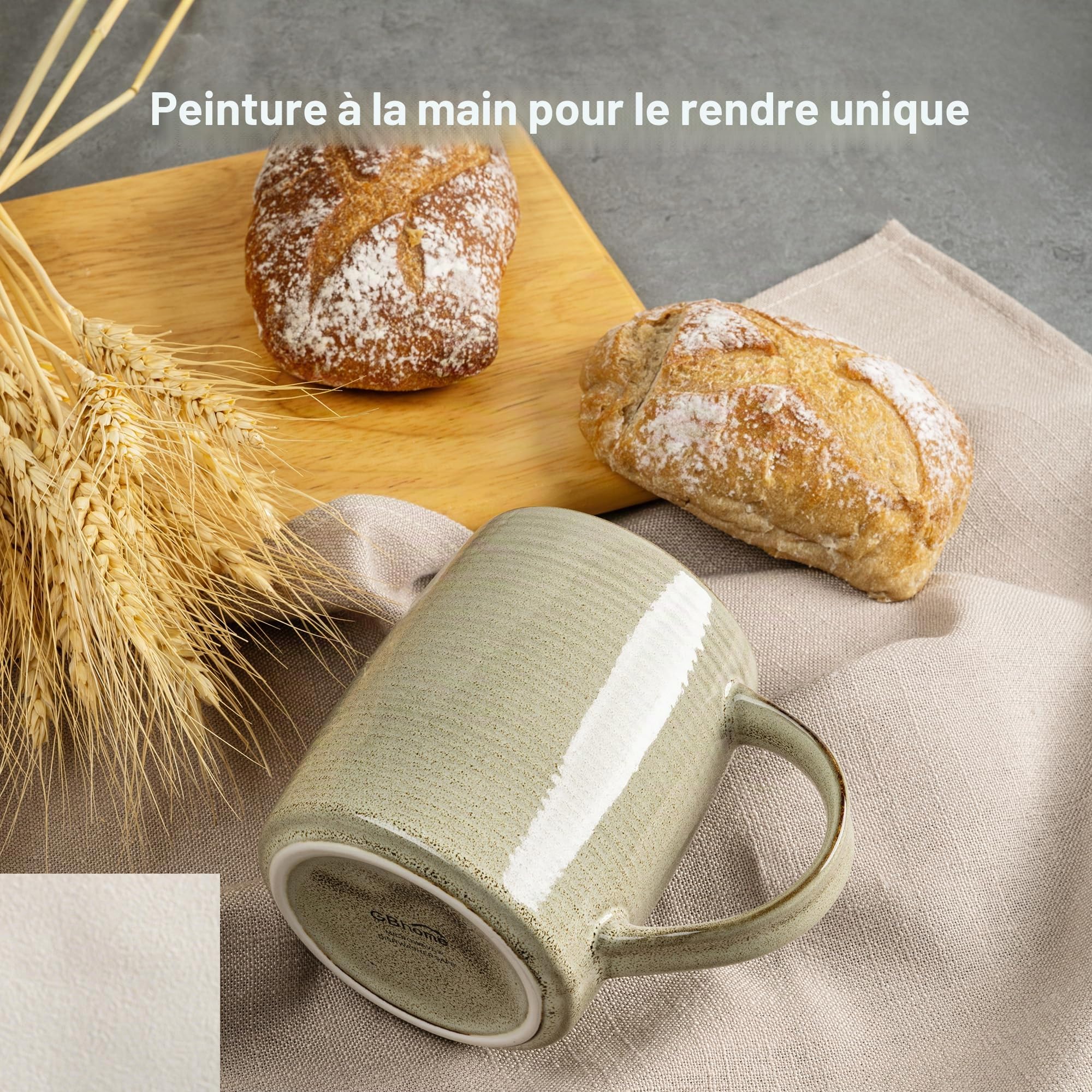GBHOME Lot de 6 grandes tasses à café en céramique faites à la main avec dégradé de couleurs – Idéales pour le latte, le thé, la bière et le chocolat chaud – Passe au lave-vaisselle et au micro-ondes