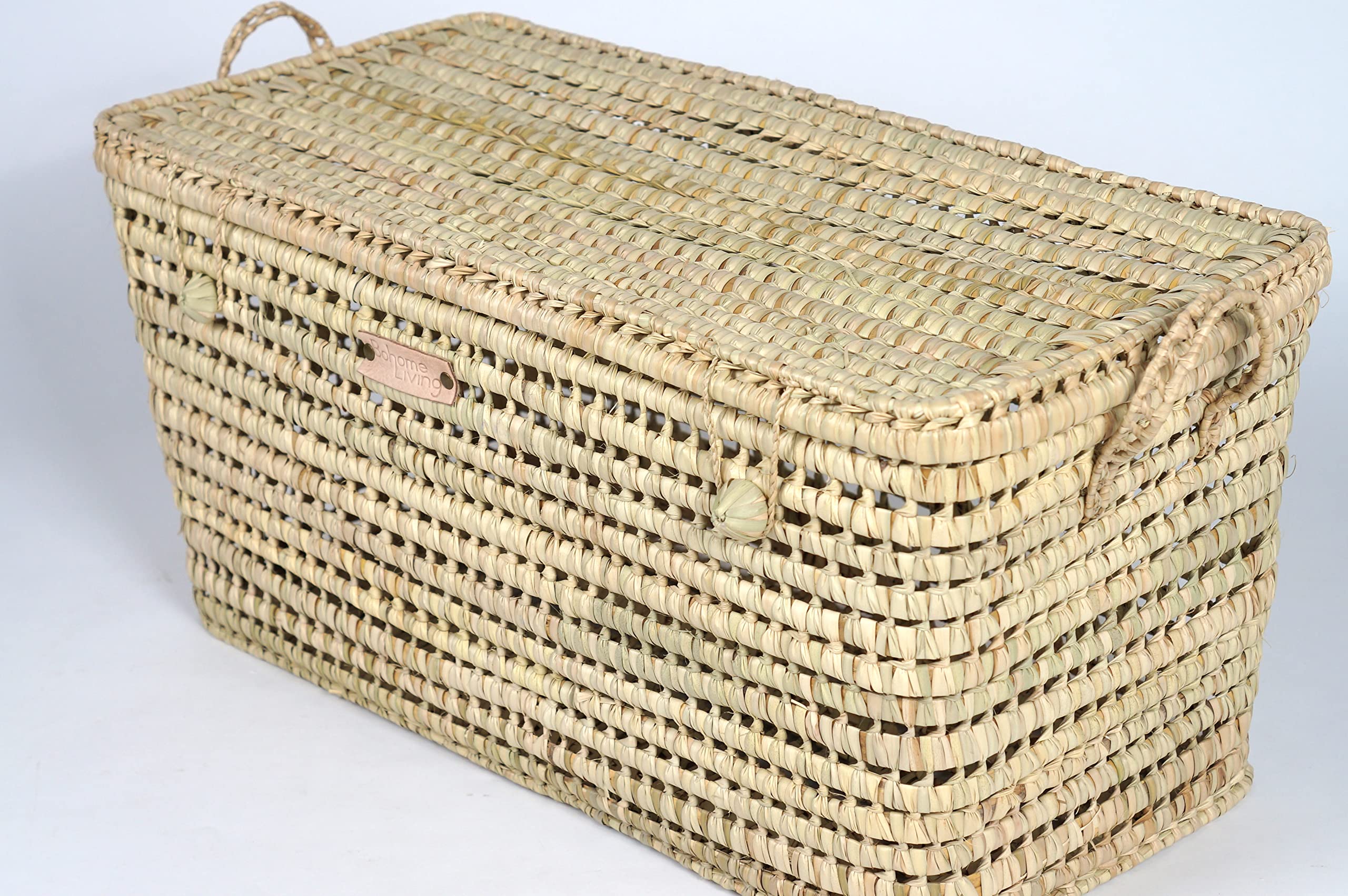 Coffre de rangement en palmier tressé, malle à jouets, coffre à jouet tressé, malle de rangement en osier, panier à jouet en rotin