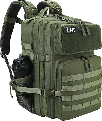 Miniatura 16 de LHI Mochila Táctica Militar para Hombres y Mujeres 45L Ejército 3 Días Paquete de Asalto Bolsa Mochila Grande con Sistema Molle 1.2 Compartimento