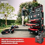 Qbrick - System PRO Cart 2.0 Plus Drawer 2 BLACK - Tool Trolley for Tools & Accessories - Heavy Duty, Durable Plastic Construction, Storage Solution - 2
