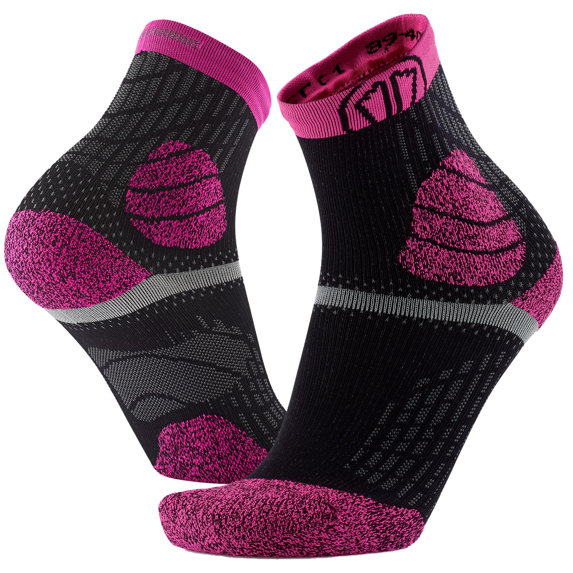Sidas Chaussettes de Trail et Course à Pied, Trail Protect, Grip Anti-​Dérapant, Protection Cheville et Gestion de l'Humidité (FR/​ES, Numérique, 37, 38, Taille normale, Taille normale, Rose)
