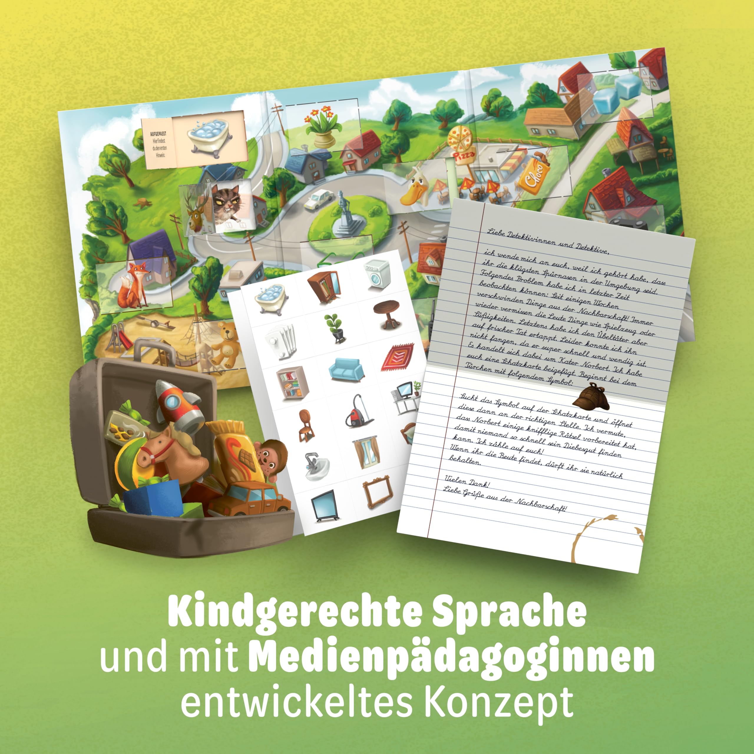 Schnitzeljagd Spiel für 1 bis 7 Kinder von 5 bis 7 Jahren – Komplettset - Kindergeburtstag Spiele - Schnitzeljagd Kinder - Detektive auf geheimer Spur