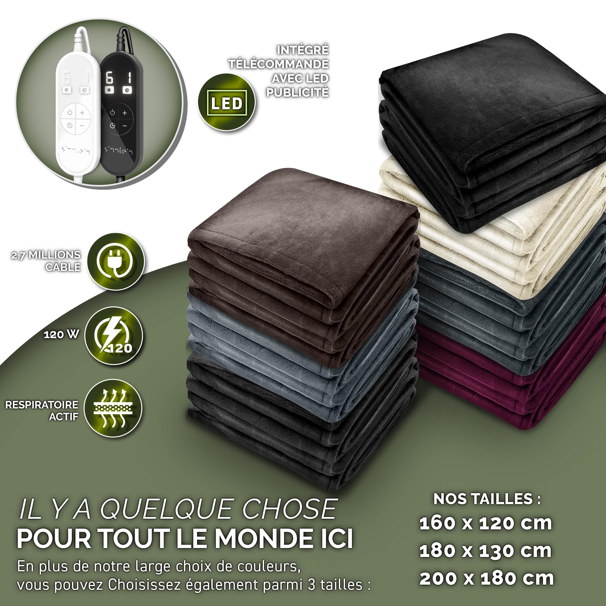 sinnlein® Chauffe-lit Surmatelas Chauffant | 200 x 180 cm | Gris | Couverture Électrique avec Arrêt Automatique | 9 Niveaux de Température | Affichage Digital