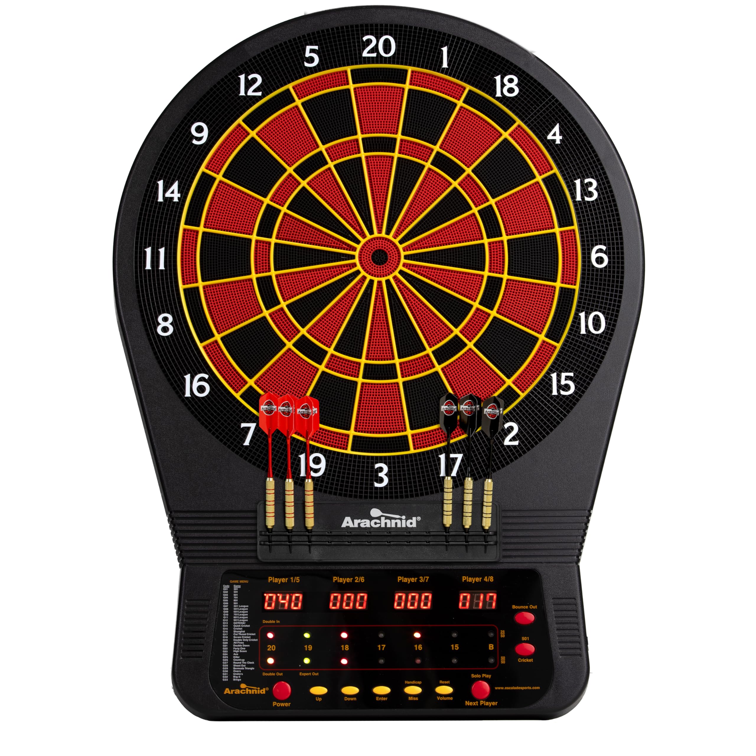 Arachnid Cricket Pro 650 Tournament-Quality Electronic Dartboard with Micro-Thin Segment Dividers for Dramatically Reduced Bounce-Outs and NylonTough Segments for Improved Durability and Playability