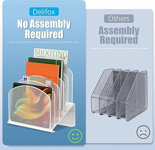 Miniatura 4 de Organizador de archivos de escritorio inclinado, soporte vertical de 5 secciones, soporte de metal clasificador de archivos para oficina y aula