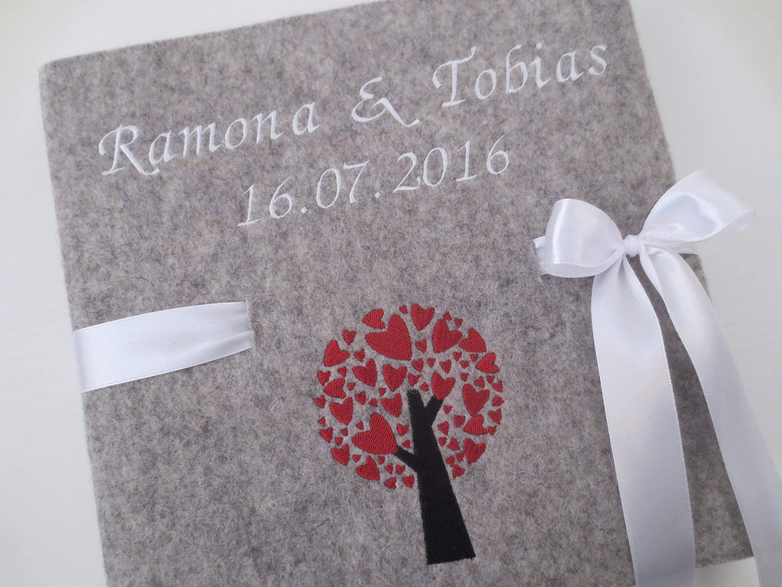 Fotoalbum Album Hochzeitsalbum Hochzeit Gästebuch Hochzeitsreise Geschenk Wollfilz Filz 26 cm x 25 cm