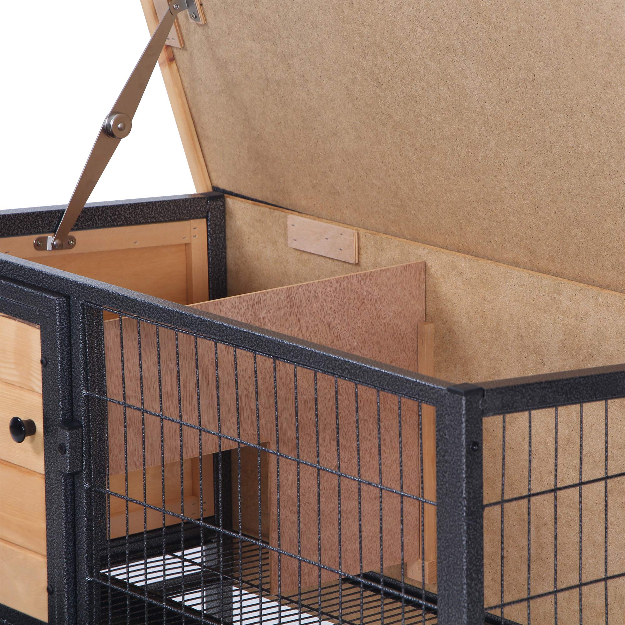 PawHut Jaula para Conejos de Madera sobre Pies, Conejera exterior para roedores, conejillos de Indias con Techo Trabajable - Dom. 91,5 x 45 x 70 cm