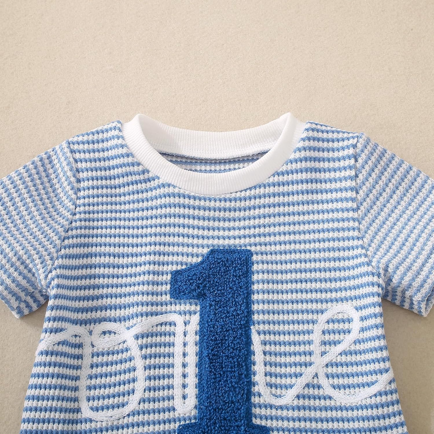 Baby Boys Girl 1st Birthday Outfit Waffle Knit One Embroidery Short Sleeve Top + Shorts Set Summer Clothes for 6 12 18 Months