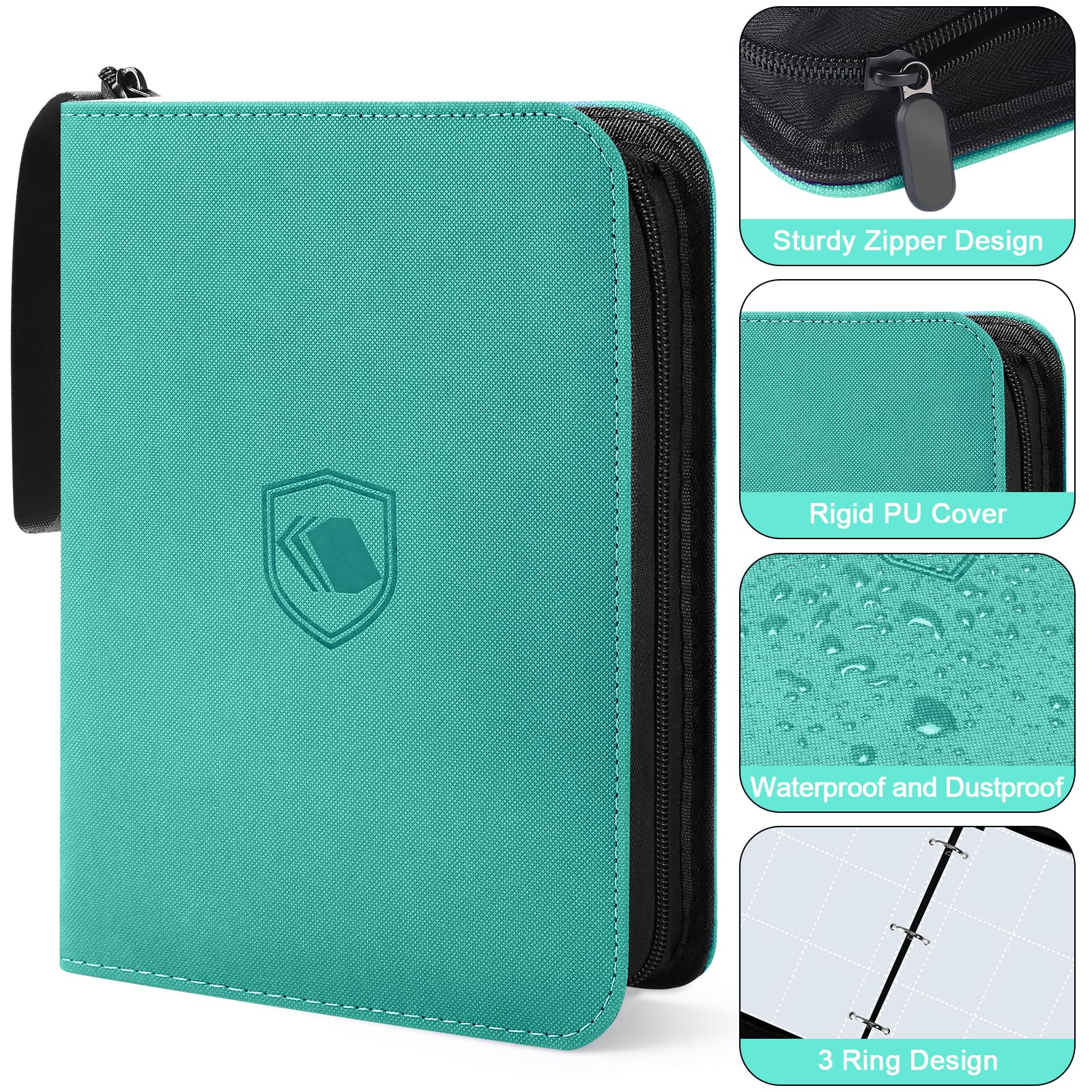 khlerox 900 Pockets Trading Card Binder, PU Cover Zipper Card Collection Album, Sturdy Card Folder Holder for MTG TCG - Image 3