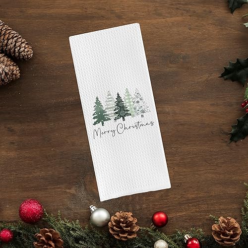 Miniatura 7 de DOTAIN Decoración de tela de toalla de cocina con estampado de leopardo, diseño retro de Papá Noel, diseño de gofre, divertido árbol de Navidad,