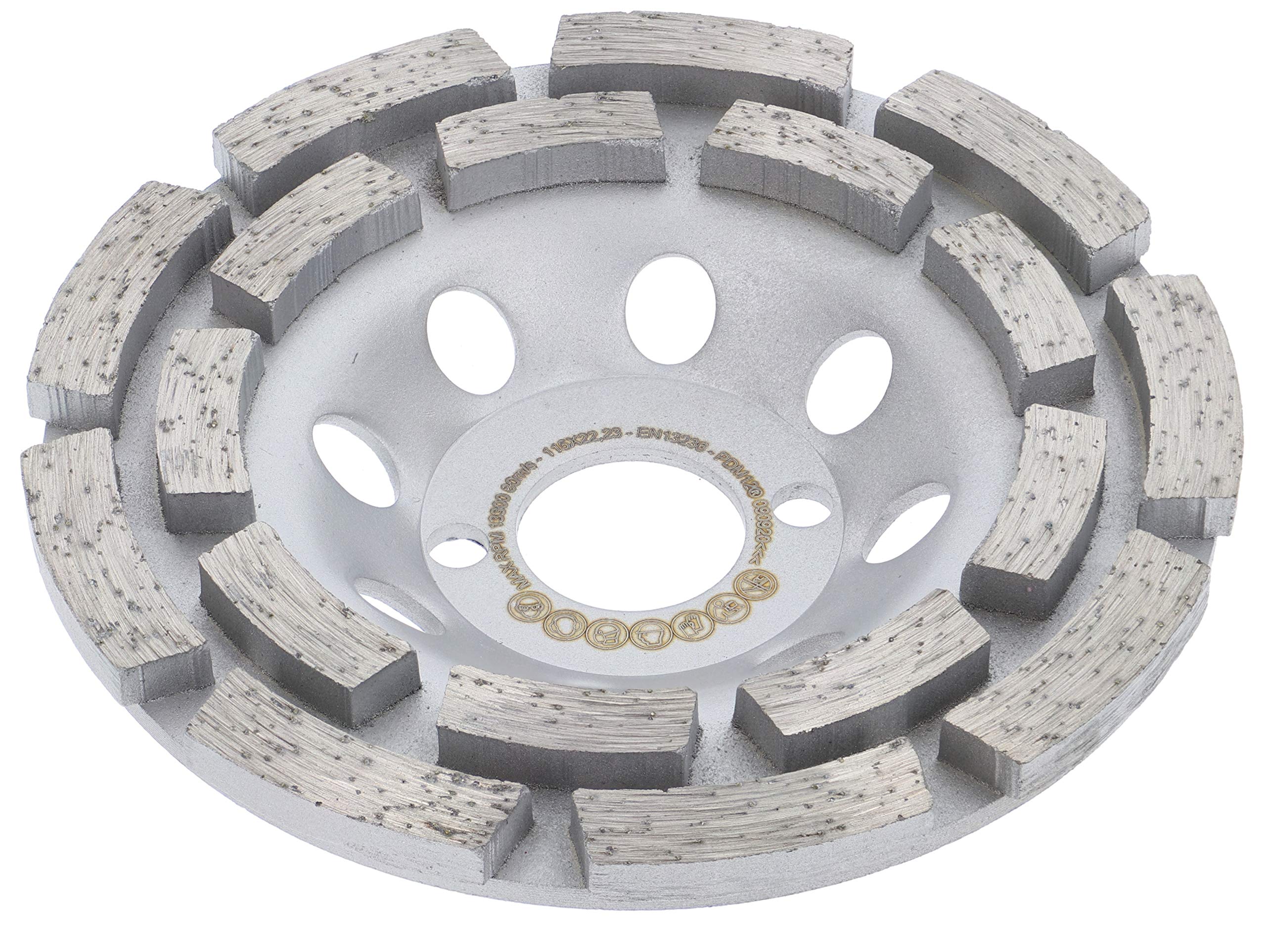 PRODIAMANT Premium meule assiette diamantée 115mm béton universel 115 mm x 22,2 mm meule double rangée