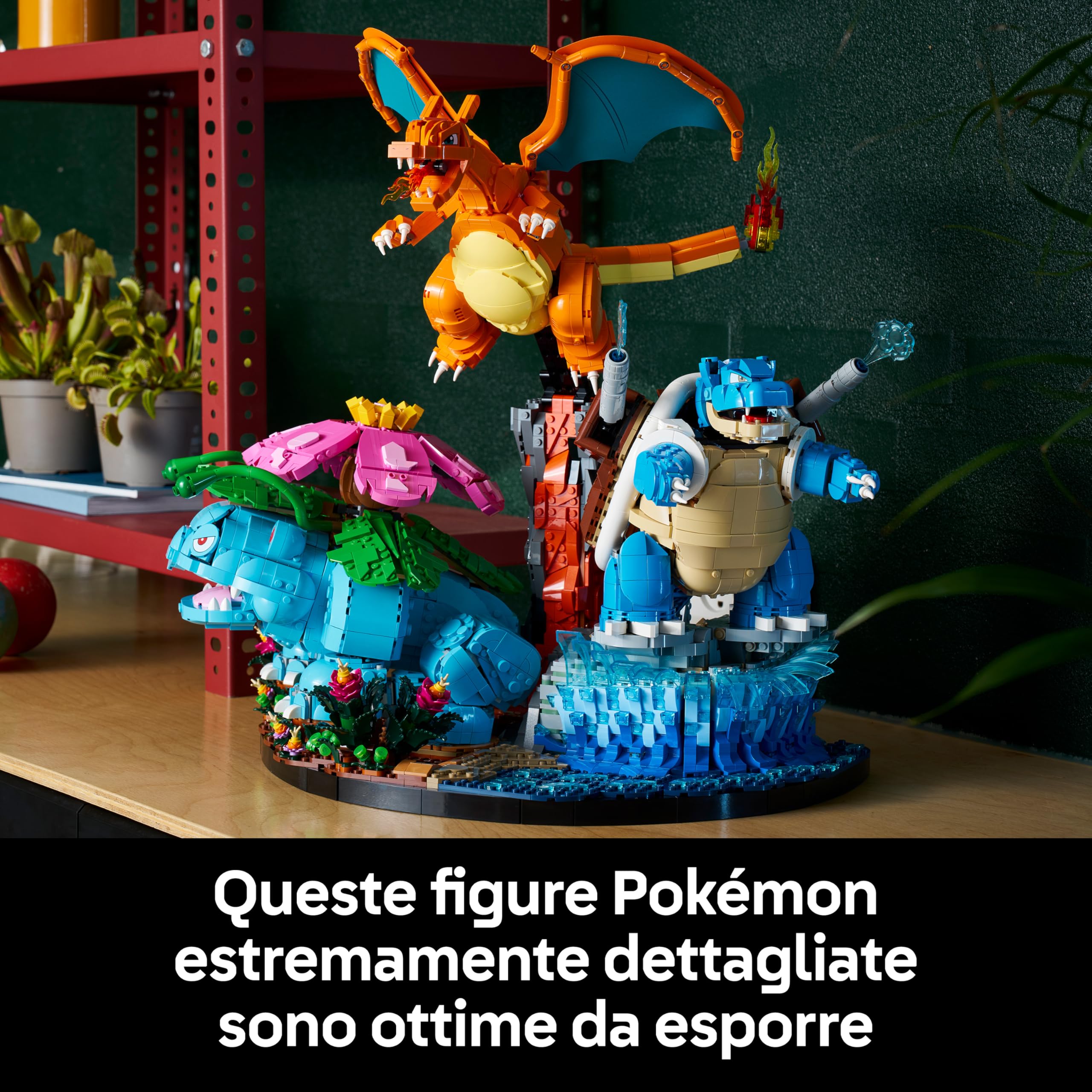 LEGO Pokémon Venusaur, Charizard e Blastoise - Kit di Modellismo 3D per Adulti - 3 Action Figure di Anime come Decorazione per la Camera o per la Scrivania - Idea Regalo da Collezione per Fan - 72153
